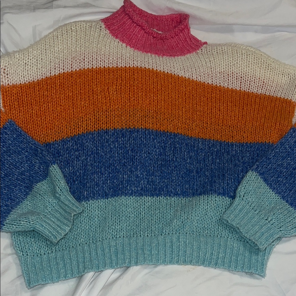 SHEIN Multicolor Striped Turtleneck Sweater
